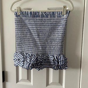 New Petersyn Revolve Barrett Indigo Smocked Tiered Ruffled Skirt Tube Top Large